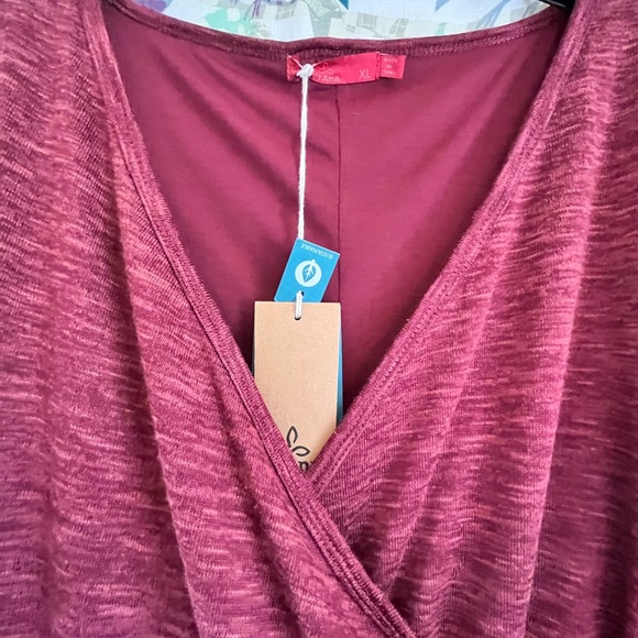 Prana Nadia Dress Space-Dyed Faux Wrap Lined Nocturnal Red XL NWT - Picture 6 of 10
